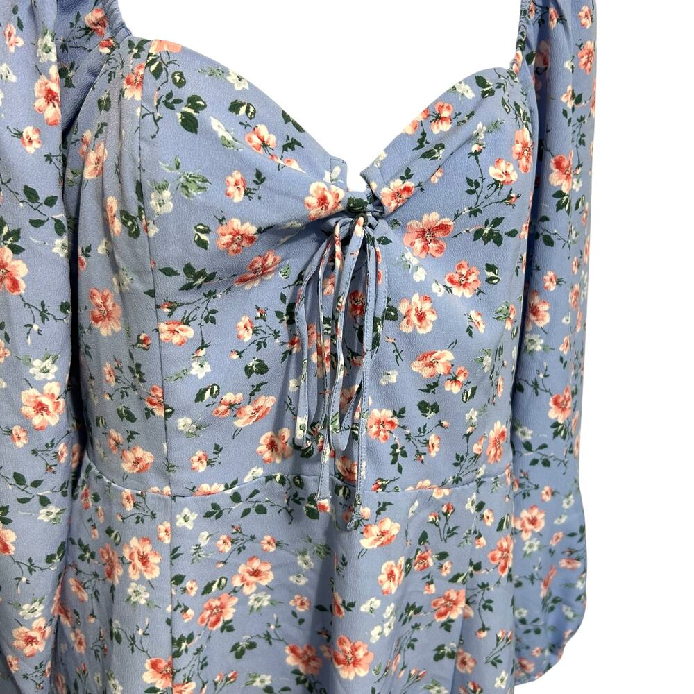 Abercrombie & Fitch Floral Mini Babydoll Dress NWT Women's Sz M Blue Cottagecore - Picture 5 of 8